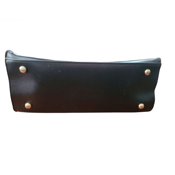 Galian Women's Perforated White Leather Black Crossbody/Handbag Gold Tone Trim - Picture 7 of 8